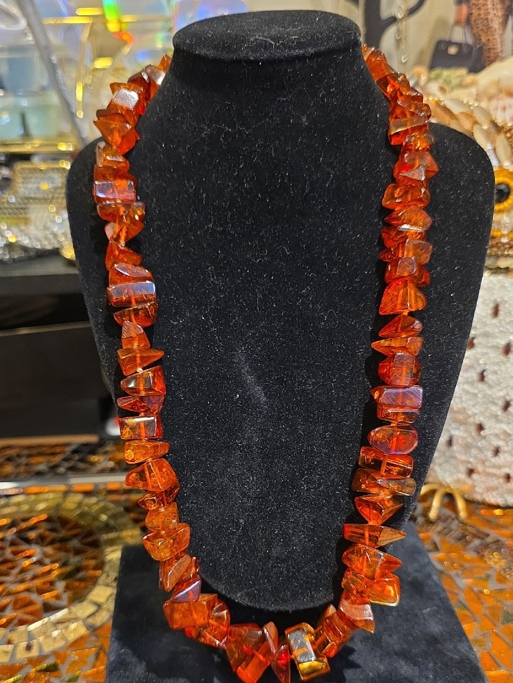 Vintage Chunky Amber-Tone Bead Necklace